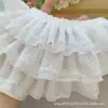 Punhos de Renda Plissada de Chiffon de Três Camadas Elástico Mangas de Suéter Vestido de Bebê Saia Tecido de Saia Estendida Acessórios Larga