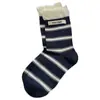 Calcetines de Algodón Puro para Mujer, Calcetines Holgados con Puños de Burbujas, Etiquetas de Tela Rayadas, Calcetines de Media Pantorrilla para Primavera y Verano, Estilo Ins, Venta al por Mayor desde Zhuji, Industria del Calcetín de Zhuji