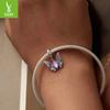 Pulsera de plata Ziyun estilo retro con mariposa mágica, colgante diy, collar con borde cruzado morado, elegante plata de ley s925 con cuentas