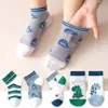 Calcetines infantiles de dinosaurio de dibujos animados para niños y niñas, calcetines finos de malla transpirable de algodón para primavera y verano, calcetines para bebés