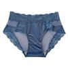 Comércio Exterior Transfronteiriço Popular Sexy Desejo Puro Cetim Francês Cintura Média Renda Malha Sem Costura Calcinhas Finas Cor Sólida
