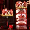 2026 Año del Caballo Bolsita Plegable de Sobres Rojos de Suerte Despertar de León Lindo Paquete Rojo Festival de Primavera Bolsita de Sobres Rojos con Ranura para Tarjeta Creativa