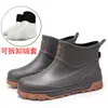Botas de lluvia cortas de moda transfronterizas para hombre, zapatos de pesca impermeables y resistentes al desgaste para exteriores, zapatos de goma antideslizantes para cocina, zapatos impermeables para lavado de autos para hombre