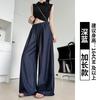 Calça Jeans Tencel Sem Lavagem Feminina Primavera & Outono Novo Estilo Cintura Alta Reta Casual Solta Retro Perna Larga