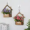 Vasos de Madeira Estilo Europeu para Pendurar na Parede, Vasos e Cestas de Flores Criativos Montados na Parede para Decoração de Parede da Sala de Estar em Casa