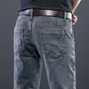 Jeans Masculino para Atacado Primavera e Outono Slim Fit Perna Pequena Cinza Calças Longas Estilo Coreano Tendência Jovem Elástico Calças Casuais