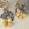 [Foto real] Elegante algodón raya de lazo amarillo anillo para el pelo de intestino grueso temperamento de moda retro cuerda para el pelo dulce nueva