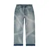 Jeans de Nuevo Estilo Otoño e Invierno Europeos y Americanos Transfronterizos, Lavados y Desgastados Retro Americanos, Pantalones Largos Únicos de Calle Nicho Modernos