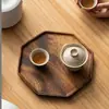 Bandeja Octagonal de Nogal Sudamericano Cuenco de Madera para Frutas Bandeja para Tazas de Té de Uso Doméstico Japonés Plato Creativo de Madera Maciza