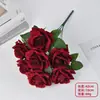 Série Rosa de Veludo Flores Artificiais Transfronteiriças para Arranjos de Casamento, Arcos de Hotel, Decorações de Dia dos Namorados e Flores Artificiais
