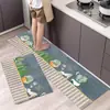 Tapete de chão de cozinha descartável em estilo vintage, tapete simples antiderrapante para casa, tapete macio de baixo perfil para entrada absorvente de óleo e repelente à água de lama de diatomáceas