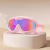 Gafas de Natación Multicolores Aerodinámicas de Marco Grande con Recubrimiento Galvanizado de Colores, Impermeables y Antivaho, Estilizadoras del Rostro, Adecuadas para Aguas Termales, Natación y Parques Acuáticos