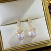 Pendientes TikTok con microincrustaciones de circonitas y perlas, estilo lujoso, ligeros y combinables, elegantes, con aguja de plata S925.