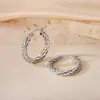 Pendientes de Otoño e Invierno 2024 Moda Elegantes Estéreo de Gama Alta Hebilla de Oreja Hilo Retorcido Anillo Liso Acero de Titanio Femenino con Estilo