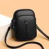 Nueva bolsa cruzada minimalista para teléfono transfronteriza con textura de cuero genuino, múltiples compartimentos, ligera, adecuada para el transporte diario, bolso de hombro estilo francés con temática de bosque para mujer