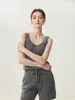 Nuevo Otoño Invierno Suave Pegajoso Amigable con la Piel Cuello Redondo Camisola Chaleco Tejido de Cachemira Sin Mangas Top Capa Base Ropa Interior Mujer Coreano