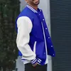 Chamarra de Béisbol Transfronteriza para Hombre, Chamarra de Vuelo, Forro Polar de Primavera y Otoño, Estilo Casual Holgado Clásico, Costura Horizontal a Máquina, Cuello Alto, Chamarra de Béisbol con Botones