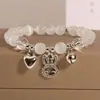 Cuatro Paquetes de kt Campanas de Corazón de Gato Pulseras diy para Mujeres Pulseras de Cuentas Hechas a Mano para Mejores Amigas Regalos para Estudiantes