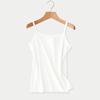 Camisola de fundo branco feminino verão interior e exterior vestir moda modal all-match sexy mangas top verão fino