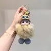 Celebridade da internet usando óculos de sol, gorro de lã, chaveiro de boneca, pelúcia de imitação de pele de raposa, pingente, decoração de bolsa de menina
