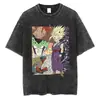 Talla Europea TransfronterizaCamiseta Negra Lavada para Hombre Streetwear Dragon Ball a