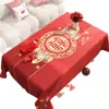 Mantel Rojo para Mesa de Café de Boda, Decoración de Habitación de Boda, Mantel Festivo, Celebración de Compromiso de Recién Casados, Celebración de Boda, Funda de Tela con Carácter de Doble Felicidad