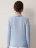 Suéter de cuello alto tipo polo 100% cachemir puro para mujer, de manga larga, color liso, base de punto casual y versátil