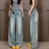 Jeans retro americanos talla extra para mujer, nueva colección de primavera 2026, pantalones rectos holgados de pierna ancha que estilizan para figuras curvilíneas