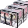 Conjunto de Três Peças de Roupas e Colcha para Armazenamento e Embalagem, Sacos à Prova de Poeira com Alças Reforçadas para Uso Doméstico, Armazenamento Transparente à Prova de Poeira