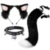 Cosplay Tiara de Orelhas de Gato Cauda de Gato Joias Feito à Mão Fofa Menina Gato Orelha de Animal Acessórios de Cabelo Conjunto de Acessórios de Cauda de Animal