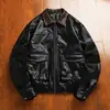 Chaqueta de Piel para Hombre con Cuello de Solapa, Estilo Primavera y Otoño, Talla Europea, Venta Directa de Fábrica, Color Negro, en Stock con Etiquetas, Estilo Deportivo