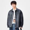 Otoño 2025 Nueva Chaqueta de Cuero para Hombre Estilo Retro Japonés Cuello Campana Chaqueta de Trabajo Tendencia Retro Japonesa Versátil