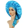 Gorro de Satén para Dormir Transfronterizo de Amazon Tejido de Punto de Satén Gorro para el Cuidado del Cabello para Mujer Sombrero de Ala Ancha Elástico Estilo Europeo y Americano