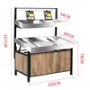 Prateleiras de Supermercado Aço Inoxidável Rack Expositor de Vegetais Multi-camada Ilha Central Loja de Conveniência Loja de Alimentos Frescos Prateleiras de Frutas e Vegetais Stand Promocional
