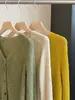 Cárdigan de punto con cuello en V hueco estilo coreano para mujer, nuevo top básico de punto versátil de manga larga informal para otoño