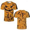 Camiseta Casual de Manga Curta Retro Halloween Padrão de Abóbora de Terror Impressão 3D Moda Transfronteiriça Masculina e Feminina Adulto e Infantil