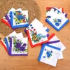 Pañuelo Retro Estampado de Algodón Puro para Mujer de 28 cm, Estilo Vintage, Pañuelo Nostálgico, Delgado, Absorbente, Toalla de Mano para Secar el Sudor 100% Algodón