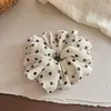 Scrunchie Elegante Retrô de Malha com Bolinhas Franzido Estilo Preguiçoso, Acessório de Cabelo