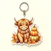 Llavero de Acrílico de Vaca de las Highlands para Halloween Lindo Colgante de Ternero de Dibujos Animados Encanto para Bolsa de Regalo de Festival Estilo Americano