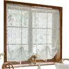Cortina de Media Ventana Transparente de Encaje Bordado Rústico, Cortina de Café Estilo Americano, Cortina de Globo Deslizante, Suministro Mayorista Transfronterizo