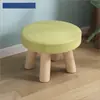 Banqueta Pequena para Uso Doméstico, Banqueta Baixa Criativa Coberta com Tecido, Banqueta para Mesa de Centro da Sala, Pequena Cadeira de Madeira Maciça