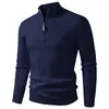 Suéter de Tricô Meia-Zip com Gola Alta Outono/Inverno 2026 Comércio Exterior, Suéter de Tricô com Ponto Trançado Estilo Europeu e Americano, Camisa Térmica de Segunda Pele Masculina