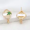 Base para Colgante de Pendiente con Aguja de Plata S925 de Perla DIY Nuevo Estilo Chino Bambú Verde Madreperla Natural Accesorios para Juegos de Joyería