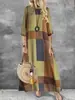 2026 Novo Vestido Longo de Xadrez Solto Estilo Europeu e Americano Transfronteiriço 3D para Mulheres, Vestido Longo de Linha A com Bloqueio de Cor Retrô, Item Quente Transfronteiriço