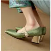 Zapatos planos de seda de lujo hechos a mano al estilo francés para mujer, colección de primavera nueva, con bloques de color, punta cuadrada, de una sola tira, tacón grueso