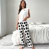 Conjunto de Pijama de Verano sin Mangas para Mujer y Pantalones Largos Transfronterizo Europeo y Americano, Ropa de Casa con Estampado de Corazones de Seda de Leche