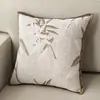 Almofada Jacquard de Veludo Estilo Vintage Cremoso para Sofá Sala de Estar Almofada de Costas Luxo Leve Retro Travesseiro de Cabeceira Pousada Folhas