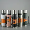 Termo de acero inoxidable de doble capa 304 de gran capacidad, portátil, al vacío, todo de acero, esencial para viajes, con vaso para beber