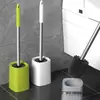 Escova de Vaso Sanitário para Limpeza de Banheiro Doméstico, Sem Cantos Mortos, com Base, Conjunto de Cabo Longo para Limpeza