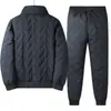 Conjunto de Ropa de Algodón de Lana de Cordero Ultrasónico para Hombre 2388 Cálido Más Terciopelo Ropa de Algodón para Mediana Edad y Personas Mayores Cuello Alto Ropa de Algodón de Lana de Cordero Papá